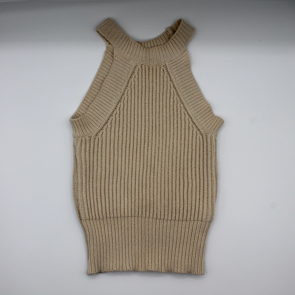 Brandy Melville Ribbed Knit Top in Beige